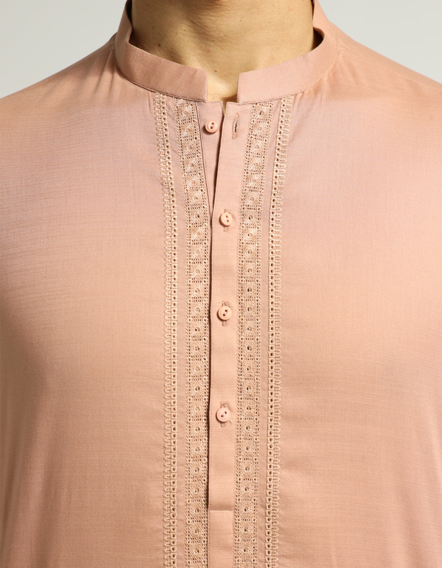 Cotton Peach Kurta Trouser - J. Junaid Jamshed