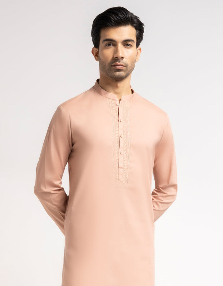 Cotton Peach Kurta Trouser - J. Junaid Jamshed