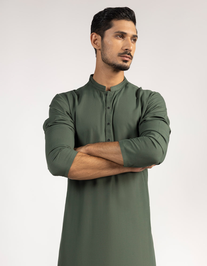 Polyester Green Kurta Trouser- J. Junaid Jamshed