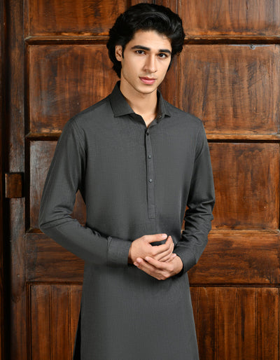 Blended Grey Kurta Trouser - J. Junaid Jamshed