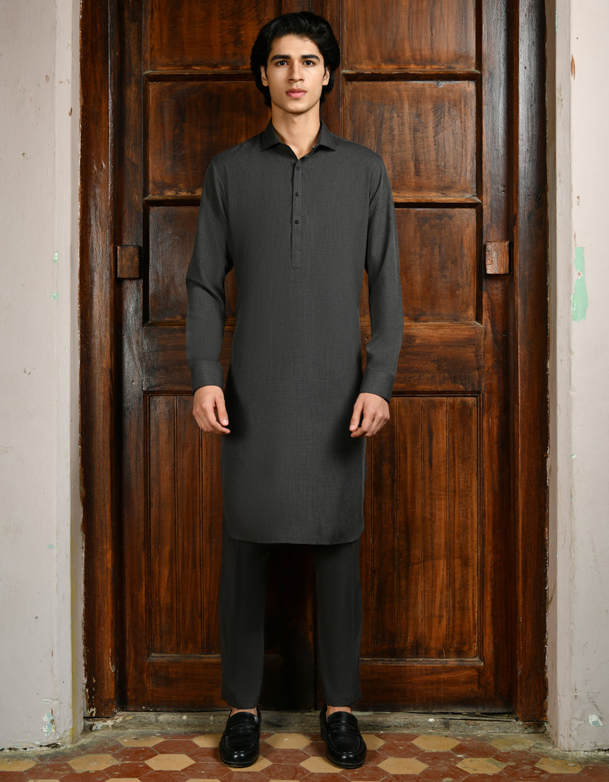 Blended Grey Kurta Trouser - J. Junaid Jamshed