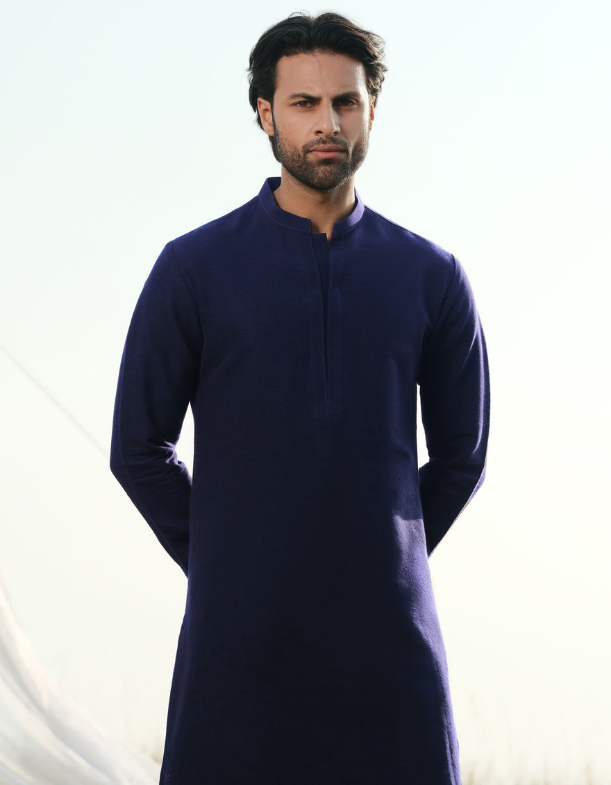 Cotton Blue Kurta Trouser - J. Junaid Jamshed