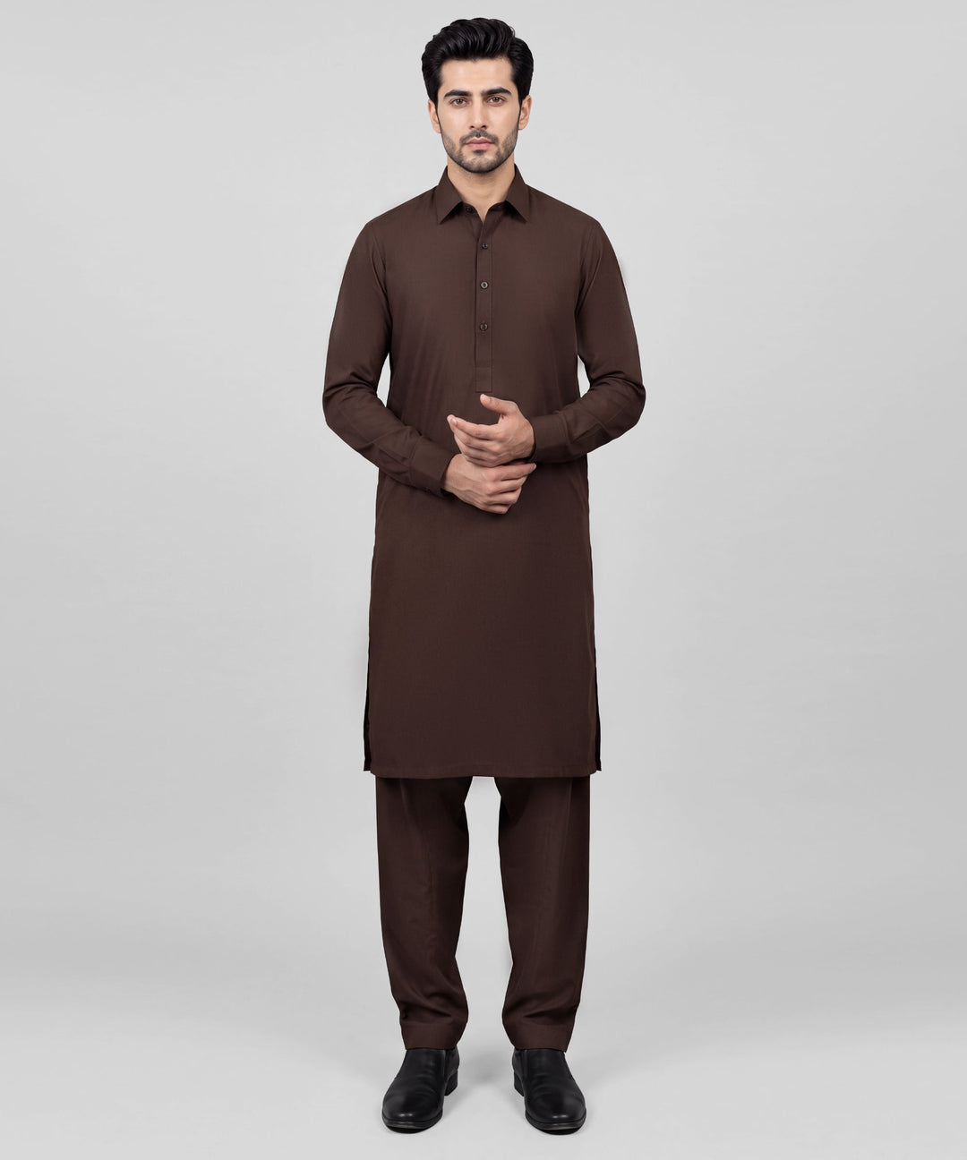 Blended Brown Kurta Trouser - J. Junaid Jamshed