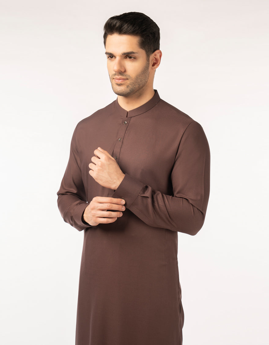 Blended Brown Shalwar Kameez - J. Junaid Jamshed