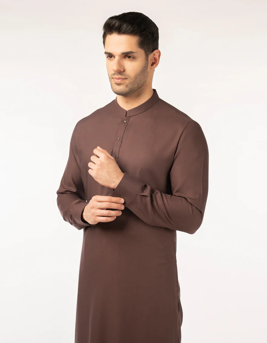 Blended Brown Kurta Trouser - J. Junaid Jamshed