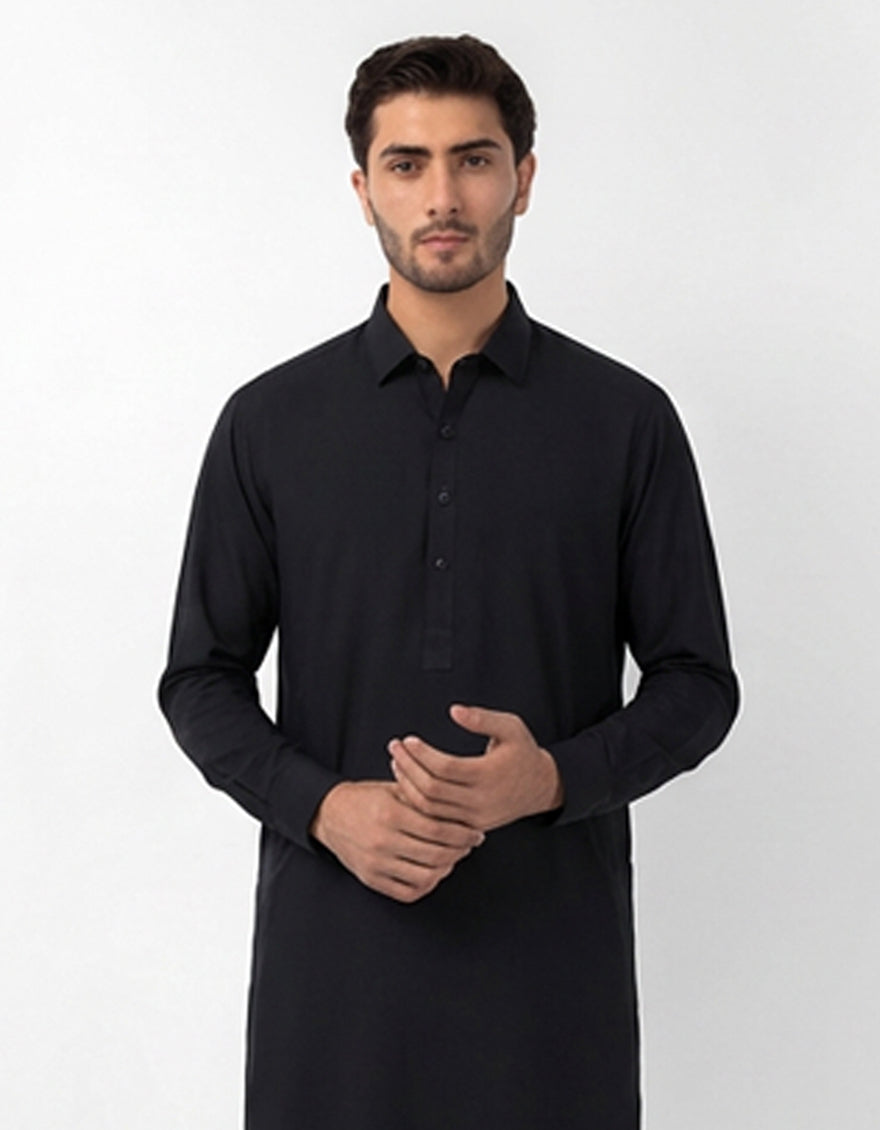 Blended Navy Blue Kurta Trouser - J. Junaid Jamshed