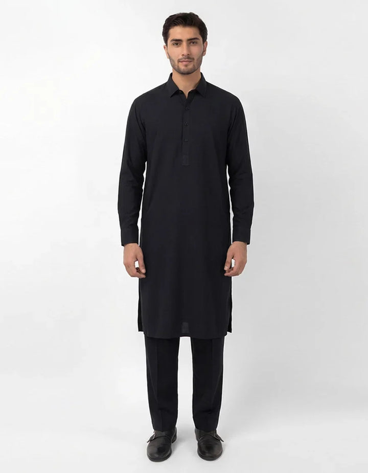 Blended Navy Blue Kurta Trouser - J. Junaid Jamshed