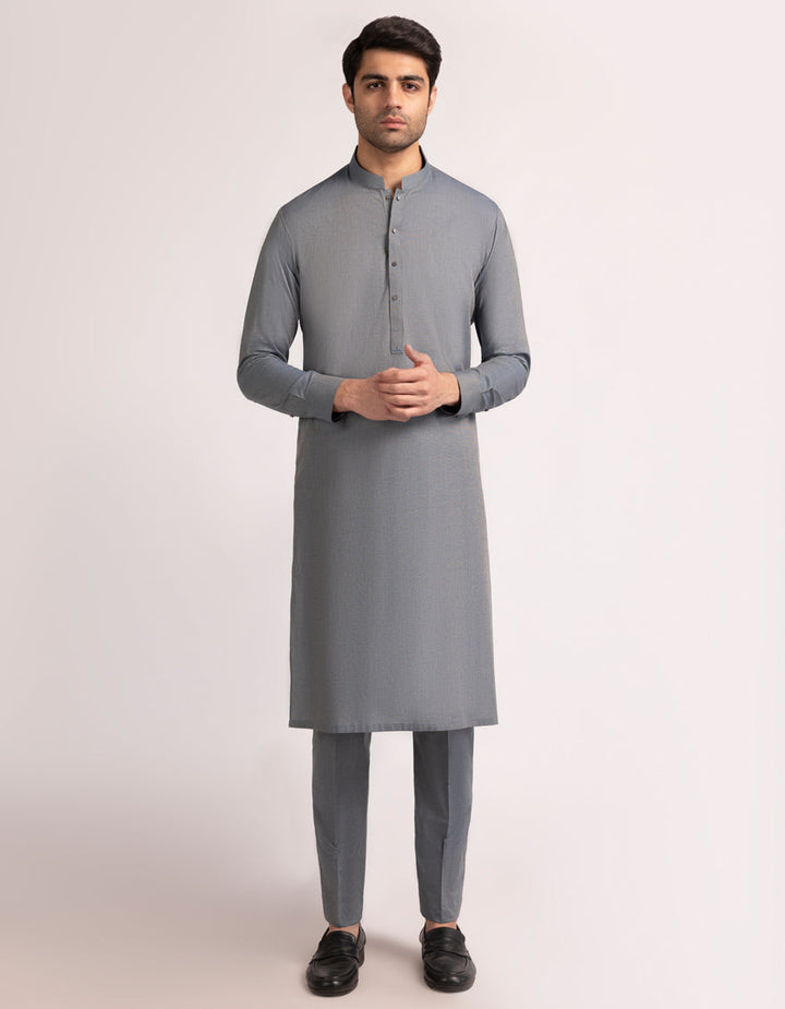 Cotton Denim Blue Kurta Trouser- J. Junaid Jamshed