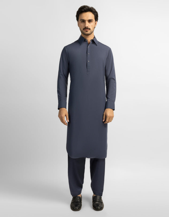 Blended Dark Grey Shalwar Kameez - J. Junaid Jamshed