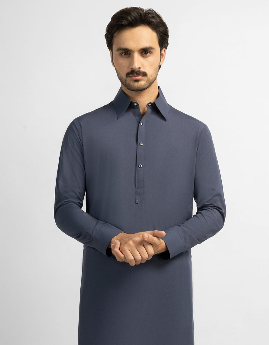 Blended Dark Grey Shalwar Kameez - J. Junaid Jamshed