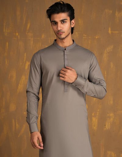 Cotton Grey Shalwar Kameez - J. Junaid Jamshed