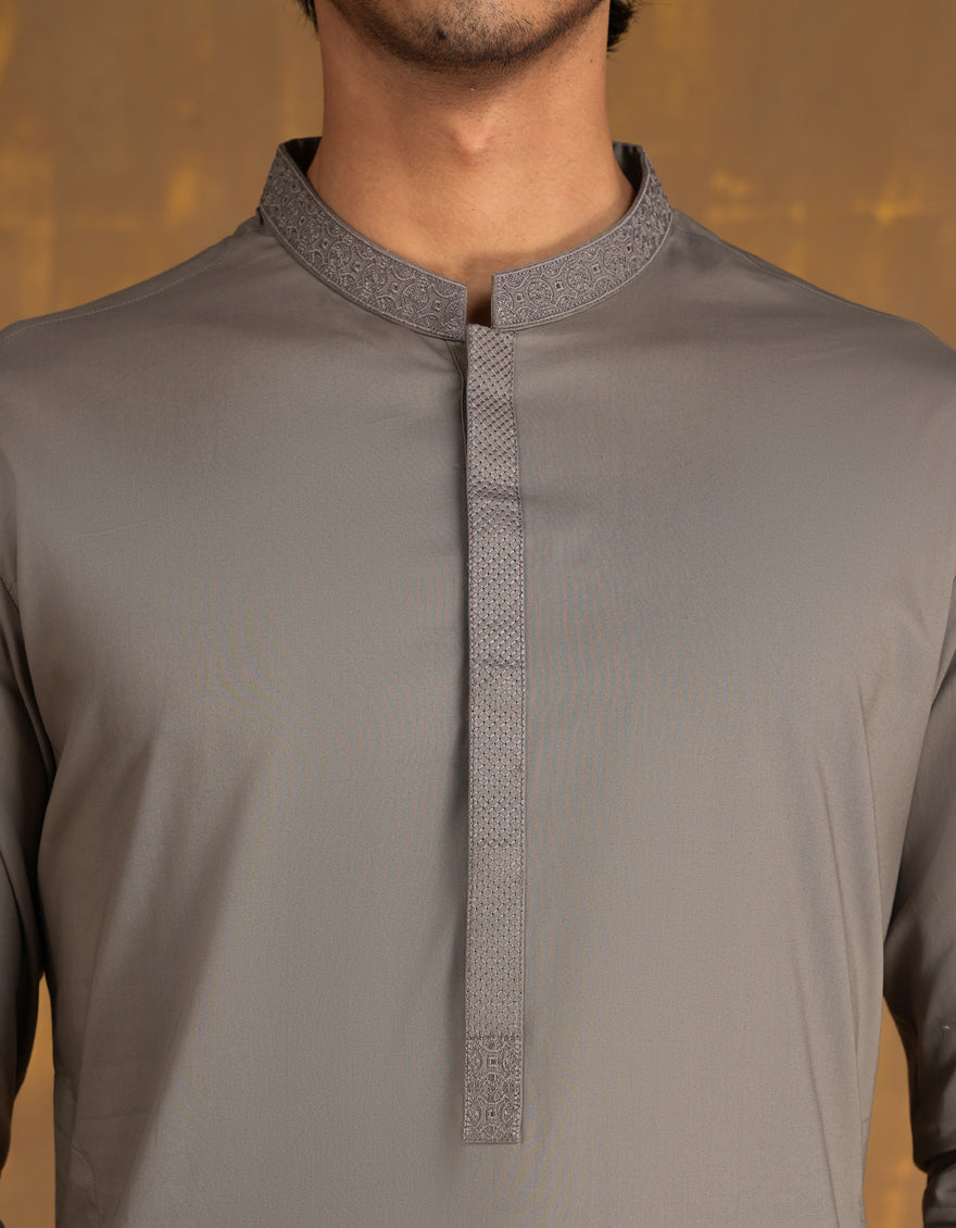 Cotton Grey Shalwar Kameez - J. Junaid Jamshed