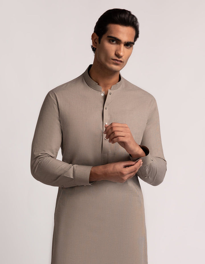 Cotton Light Brown Shalwar Kameez - J. Junaid Jamshed