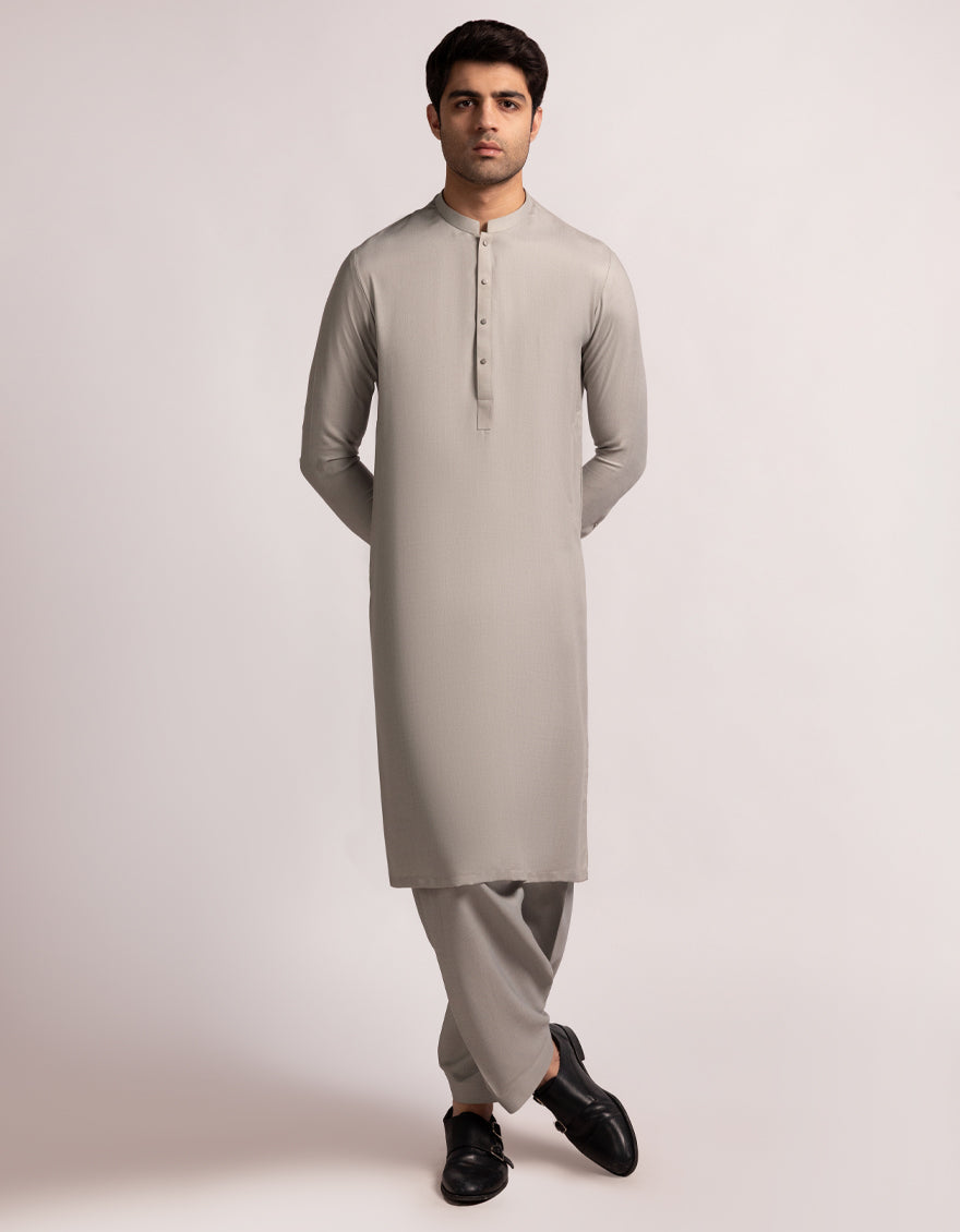 Blended Light Grey Shalwar Kameez - J. Junaid Jamshed
