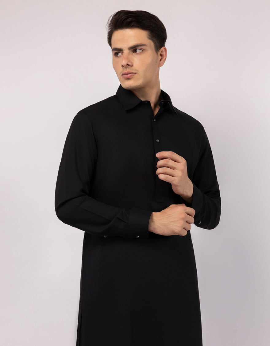 Blended Black Shalwar Kameez - J. Junaid Jamshed