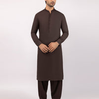 Blended Dark Brown Shalwar Kameez - J. Junaid Jamshed