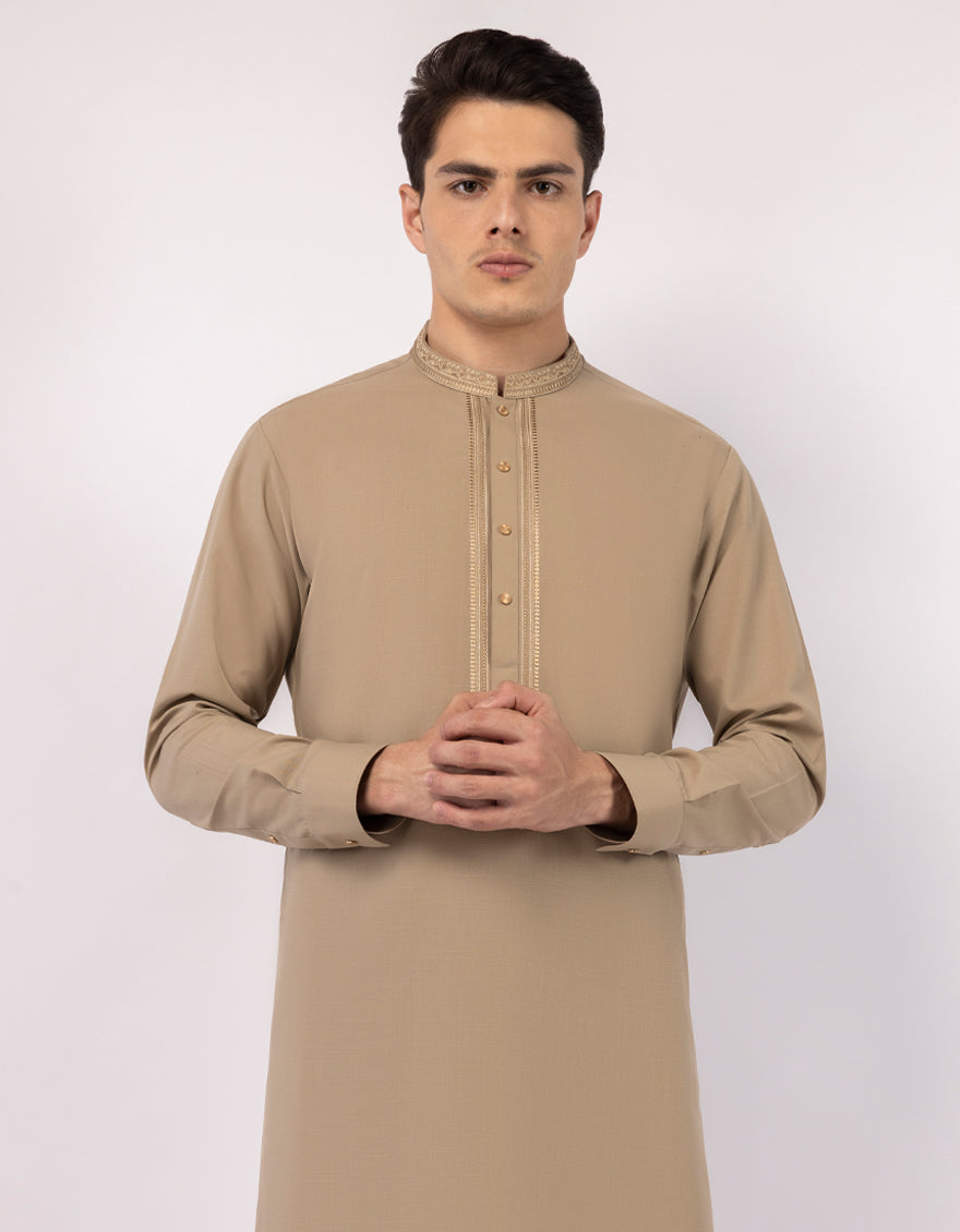 Polyester Beige Kurta Trouser - J. Junaid Jamshed