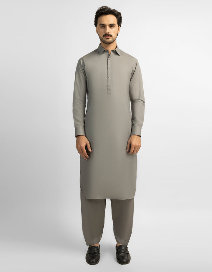Cotton Grey Shalwar Kameez - J. Junaid Jamshed