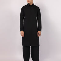 Blended Black Shalwar Kameez - J. Junaid Jamshed