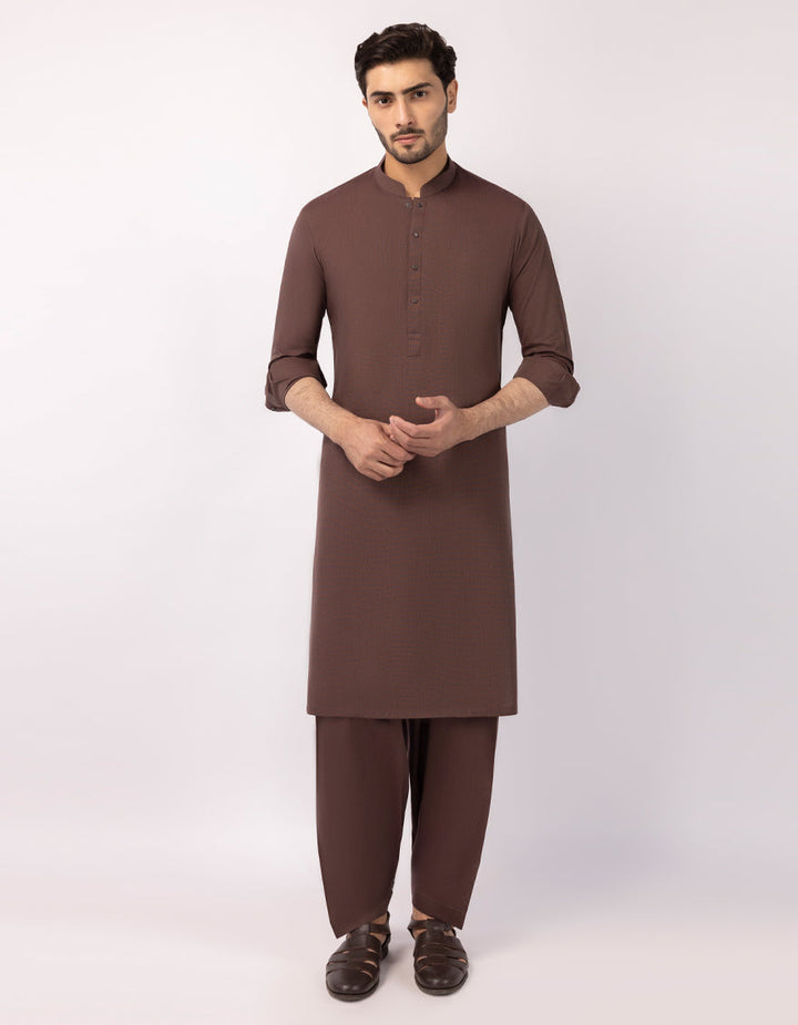 Cotton Brown Shalwar Kameez - J. Junaid Jamshed