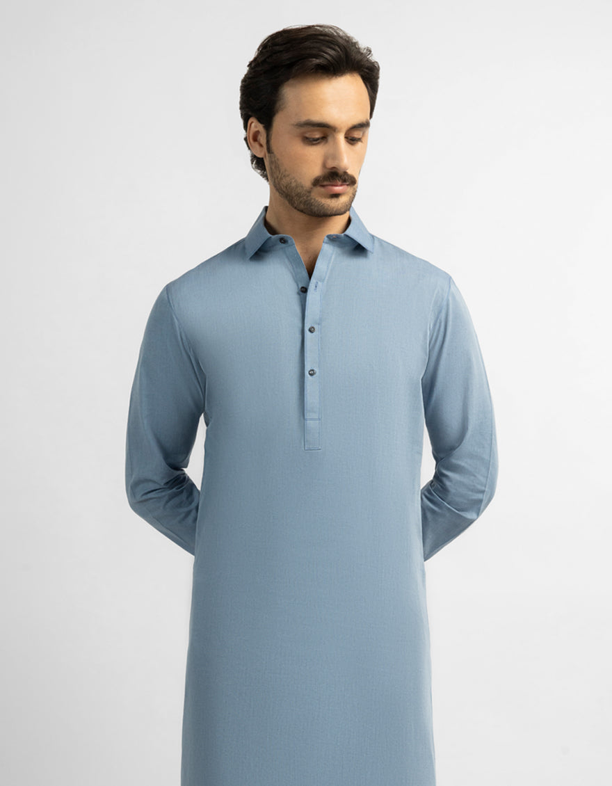 Blended Light Blue Shalwar Kameez - J. Junaid Jamshed