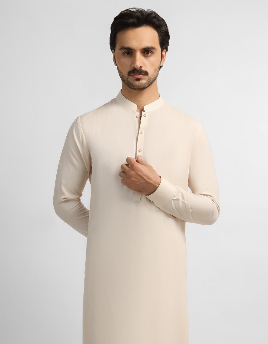 Blended Fawn Shalwar Kameez - J. Junaid Jamshed