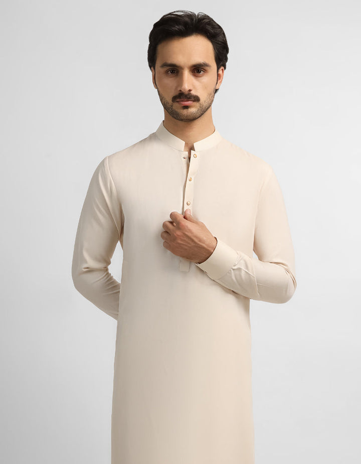 Blended Fawn Shalwar Kameez - J. Junaid Jamshed