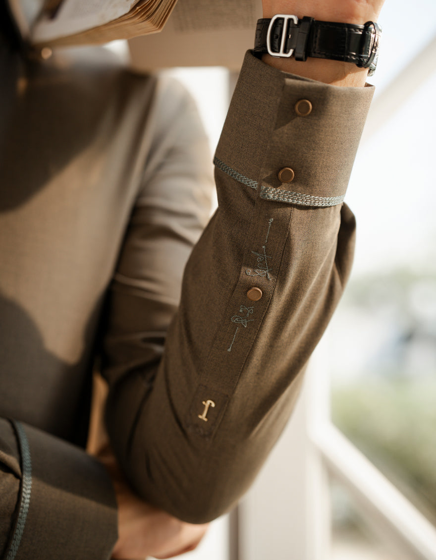 Blended Mehndi Green Shalwar Kameez - J. Junaid Jamshed