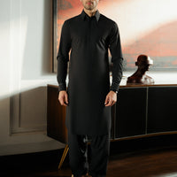 Blended Charcoal Shalwar Kameez - J. Junaid Jamshed