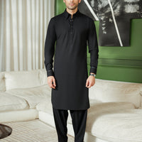 Blended Black Shalwar Kameez - J. Junaid Jamshed