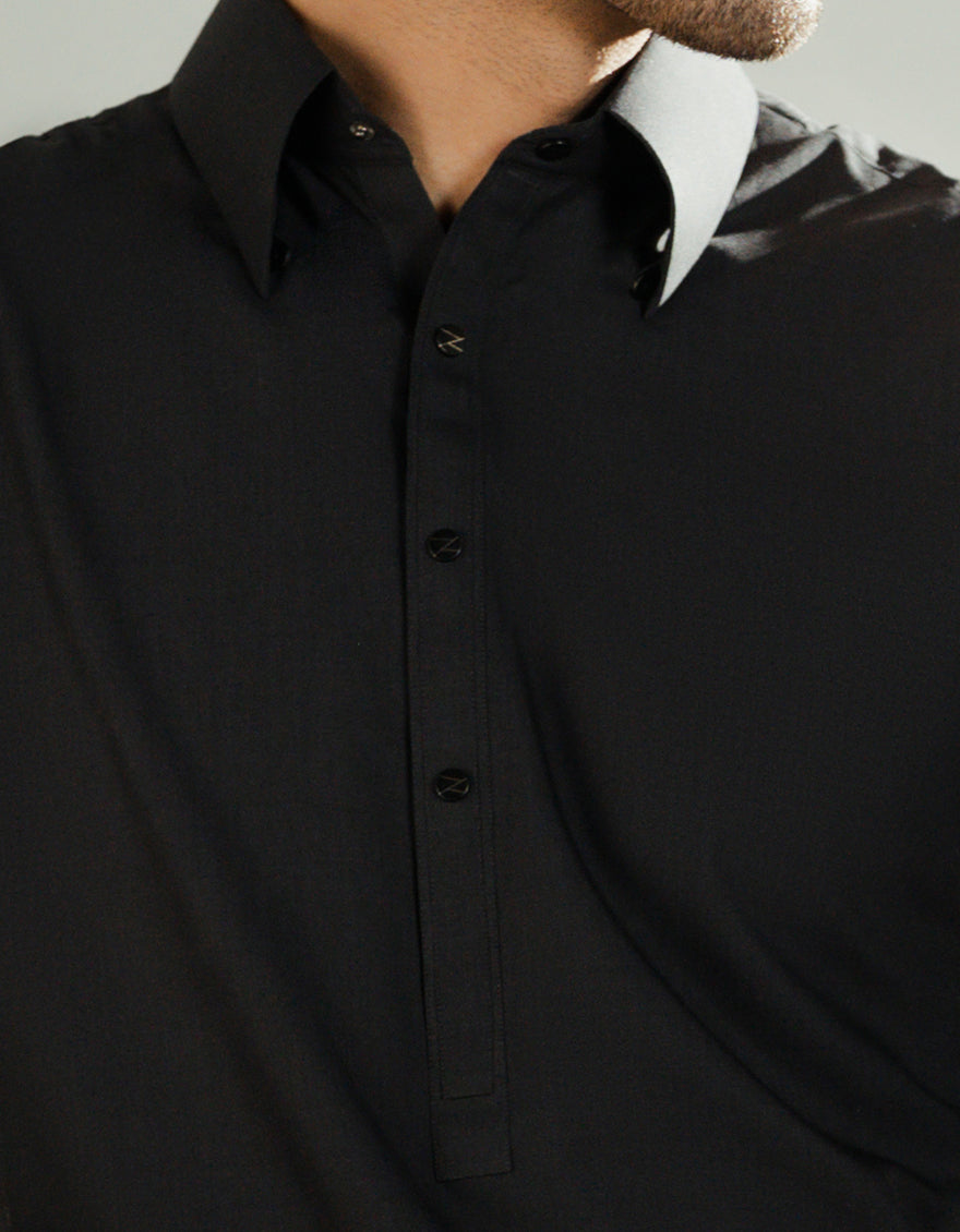 Blended Charcoal Shalwar Kameez - J. Junaid Jamshed