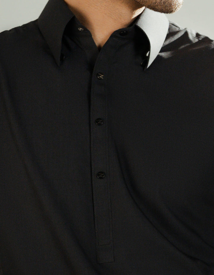 Blended Charcoal Shalwar Kameez - J. Junaid Jamshed