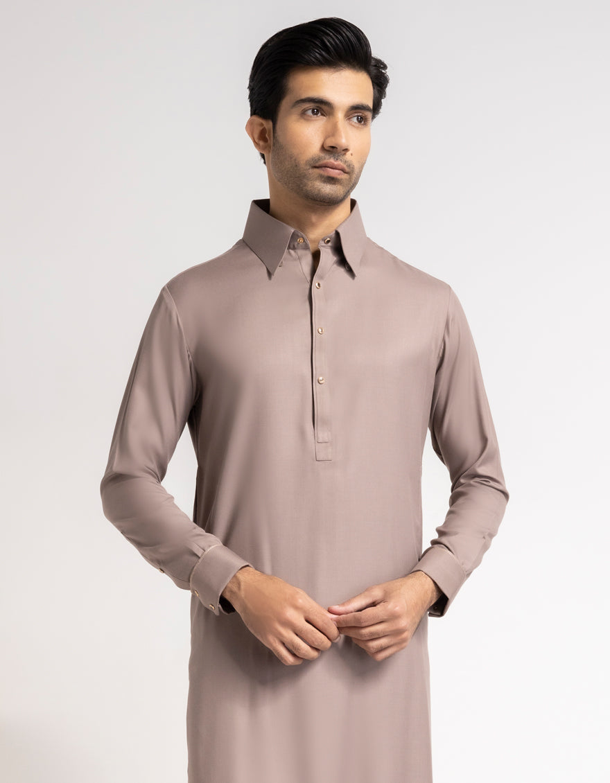 Blended Brown Shalwar Kameez - J. Junaid Jamshed