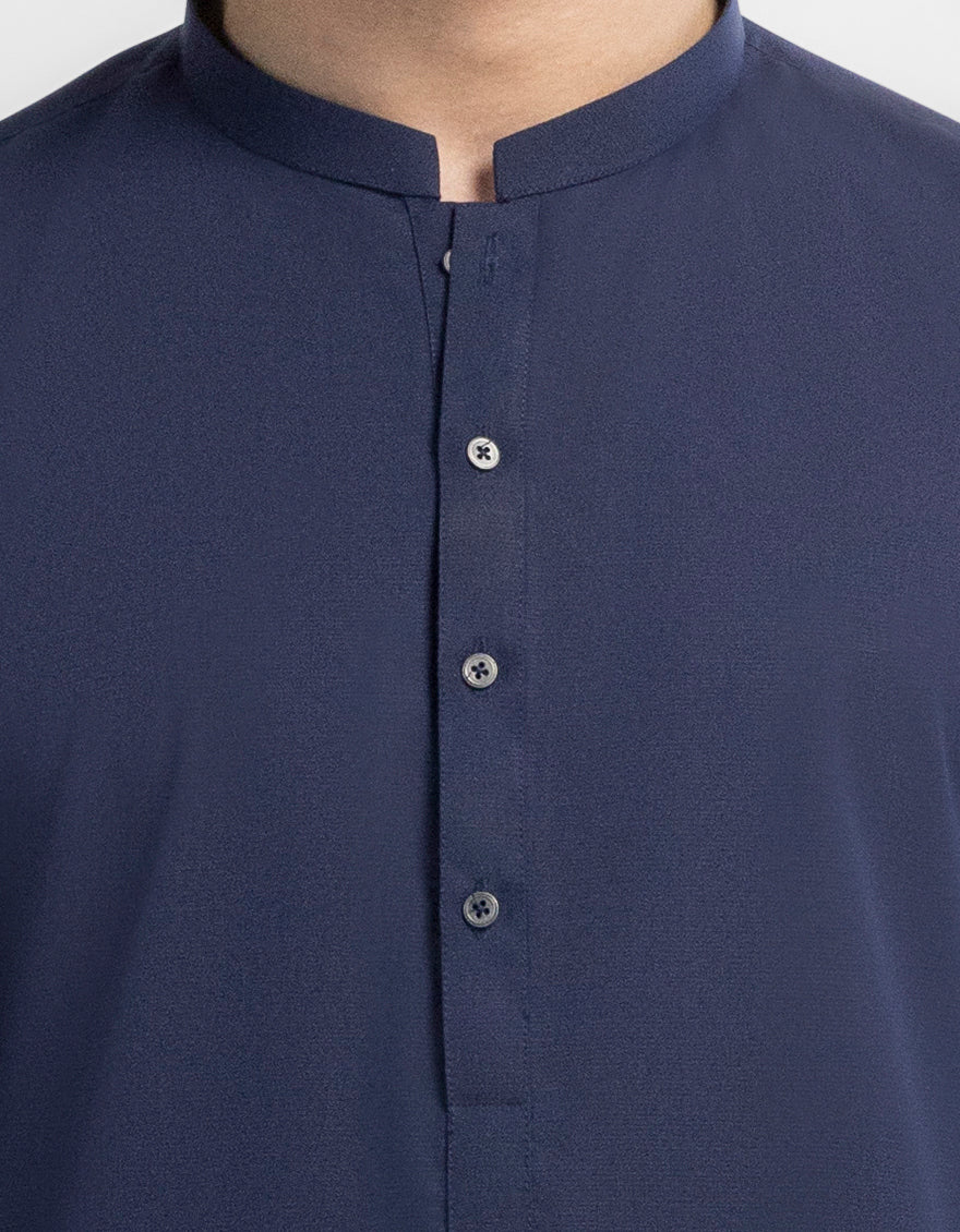 Blended Navy Blue Shalwar Kameez - J. Junaid Jamshed