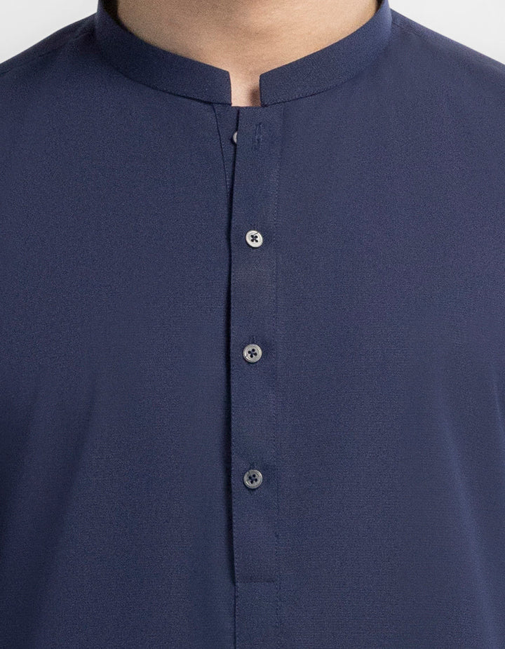 Blended Navy Blue Shalwar Kameez - J. Junaid Jamshed