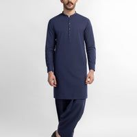 Blended Navy Blue Shalwar Kameez - J. Junaid Jamshed
