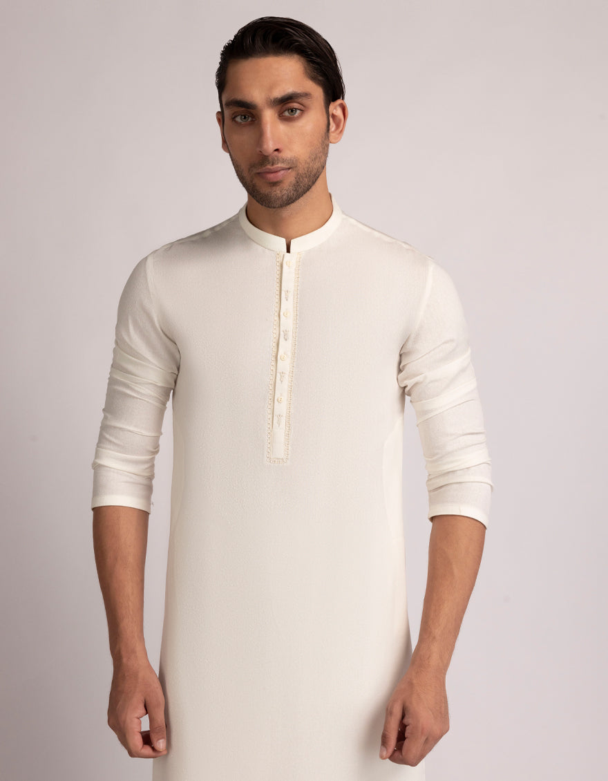 Blended Cream Shalwar Kameez  - J. Junaid Jamshed