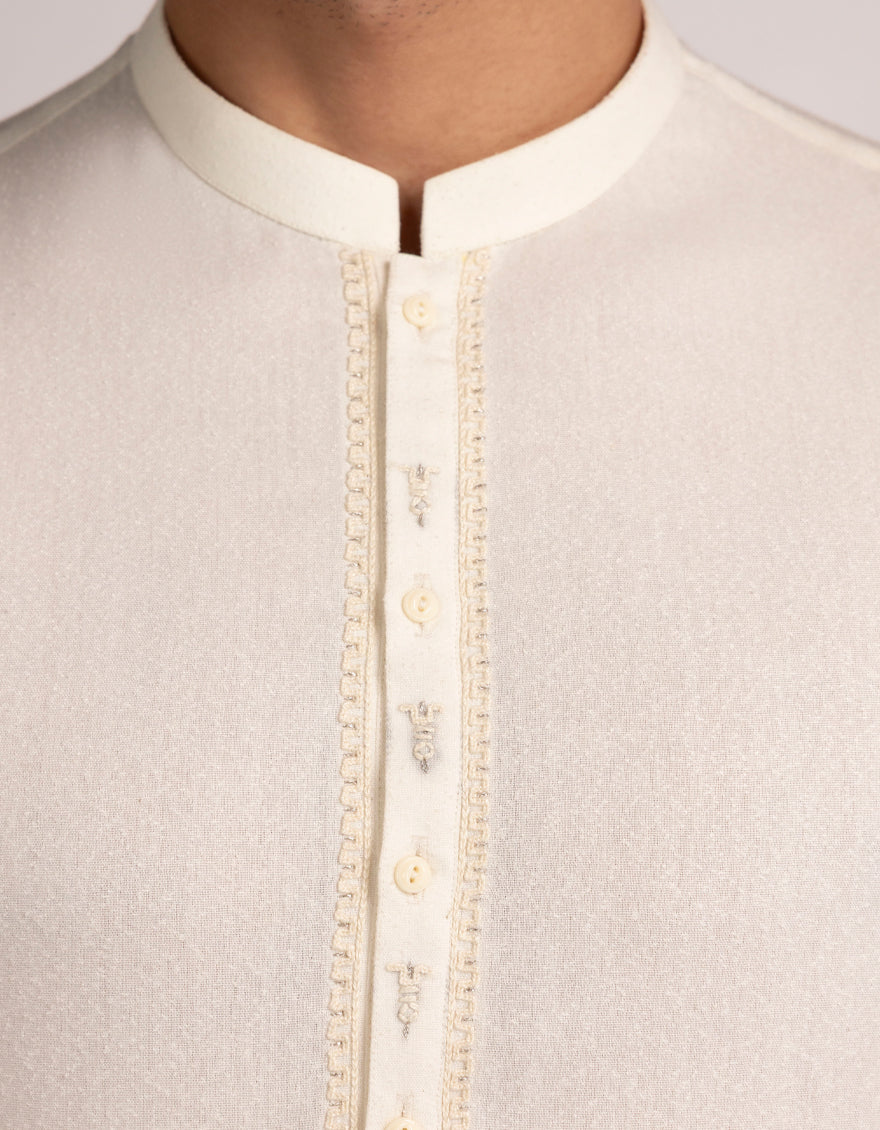 Blended Cream Shalwar Kameez  - J. Junaid Jamshed