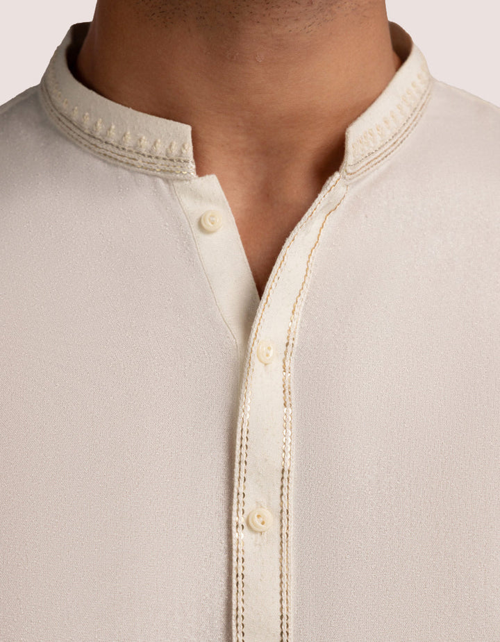 Blended Cream Shalwar Kameez  - J. Junaid Jamshed