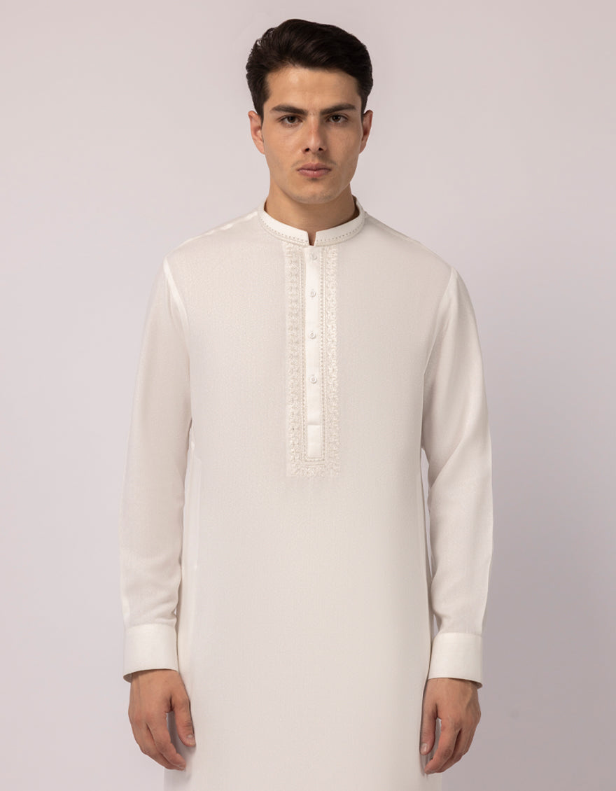 Blended Off White Shalwar Kameez - J. Junaid Jamshed
