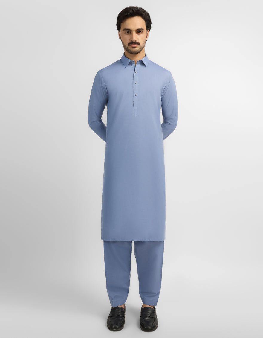 Blended Blue Shalwar Kameez - J. Junaid Jamshed