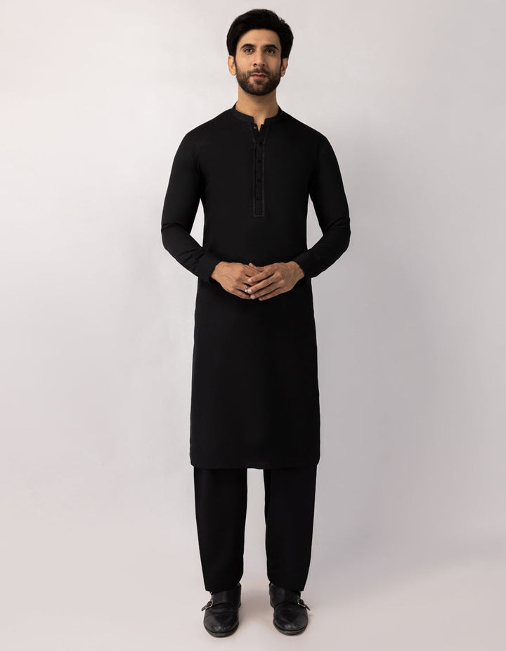 Blended Black Shalwar Kameez  - J. Junaid Jamshed
