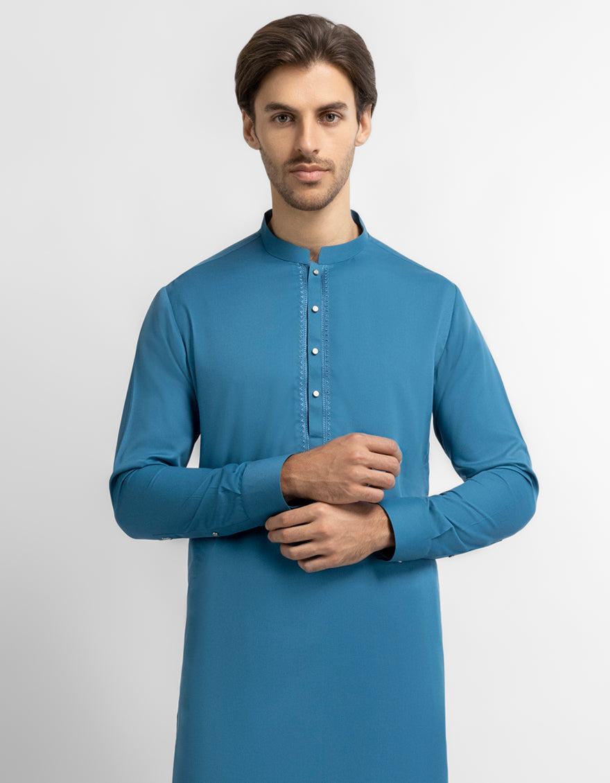 Blended Turquoise Shalwar Kameez - J. Junaid Jamshed