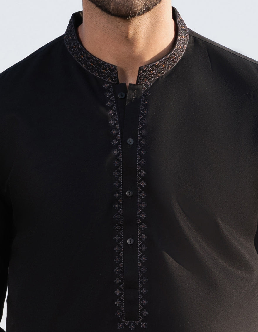 Blended Black Kurta Trouser - J. Junaid Jamshed