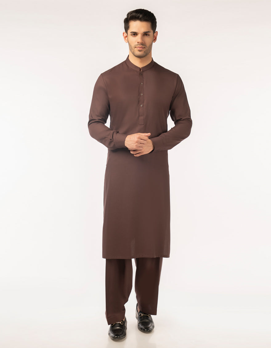 Blended Brown Shalwar Kameez - J. Junaid Jamshed
