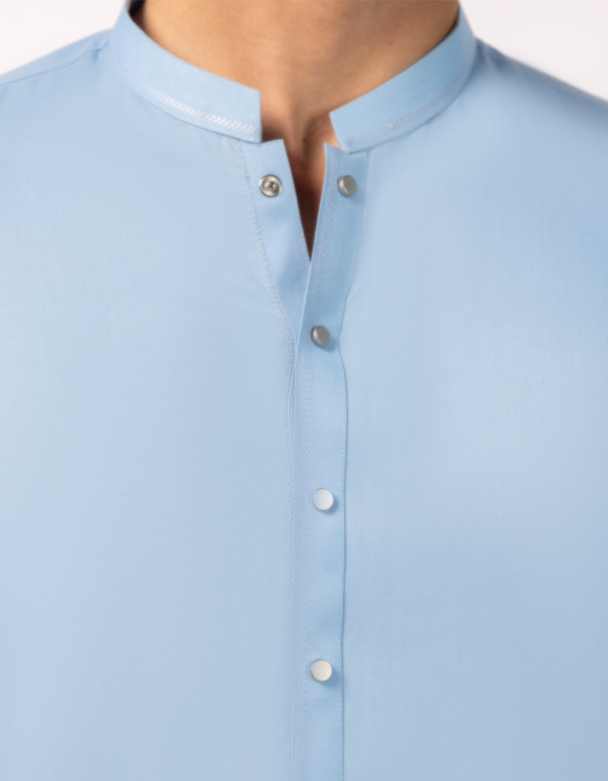 Blended Sky Blue Kurta Trouser - J. Junaid Jamshed