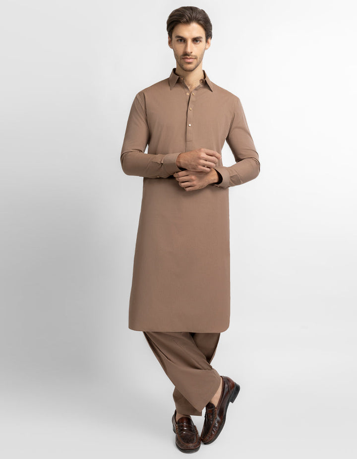Blended Brown Shalwar Kameez - J. Junaid Jamshed