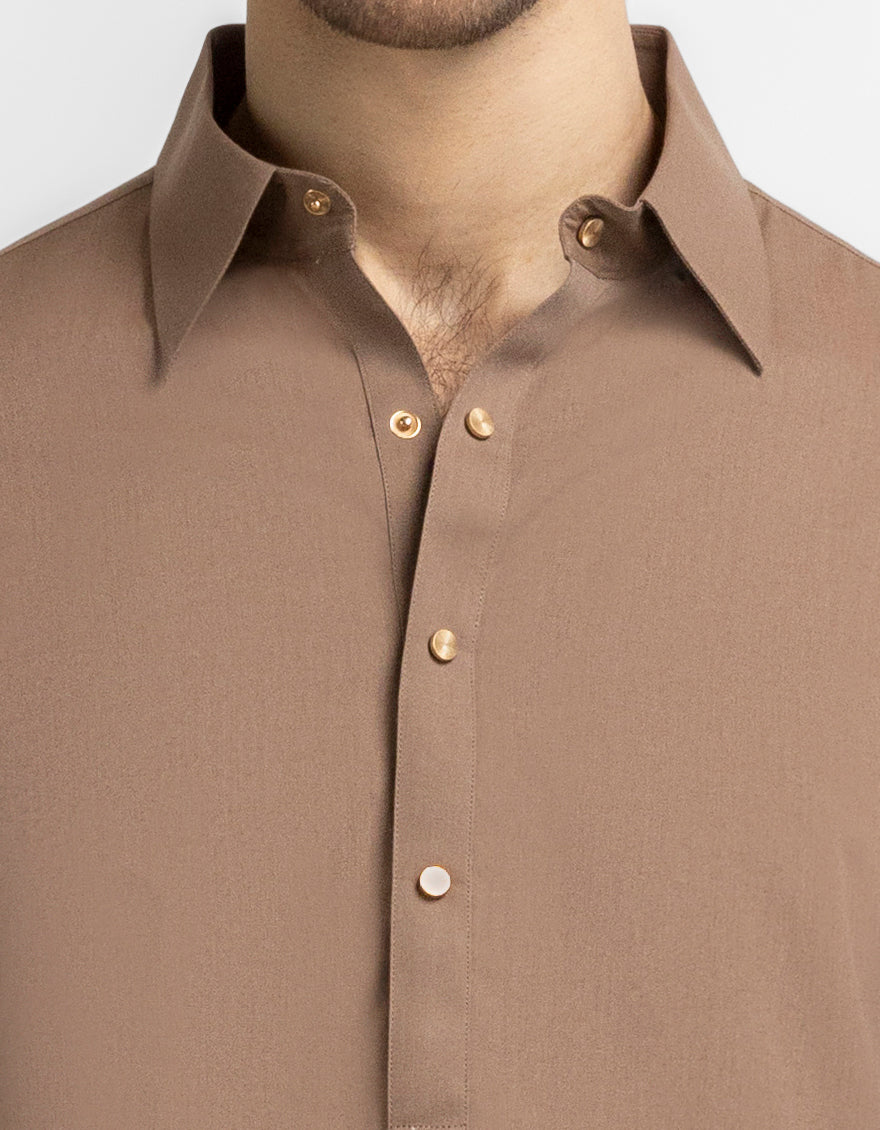 Blended Brown Shalwar Kameez - J. Junaid Jamshed