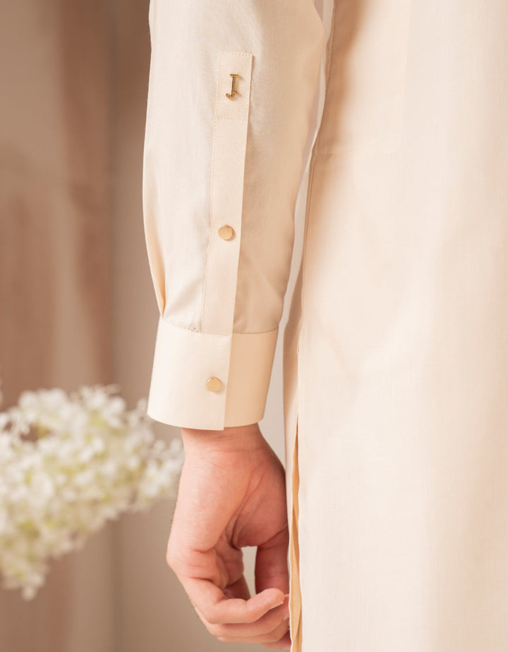 Blended Cream Shalwar Kameez - J. Junaid Jamshed