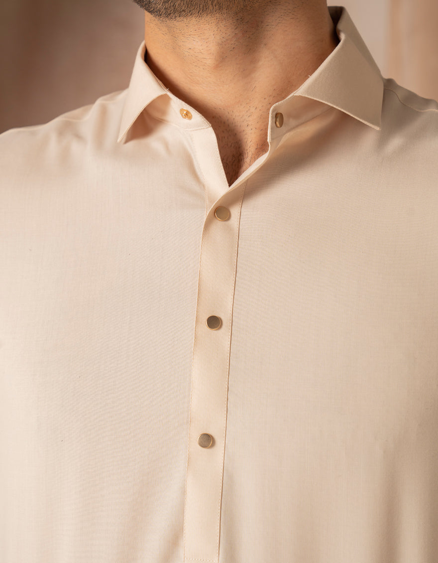 Blended Cream Shalwar Kameez - J. Junaid Jamshed